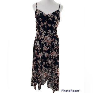 White House Black Market Floral Hankerchief Hem Dress